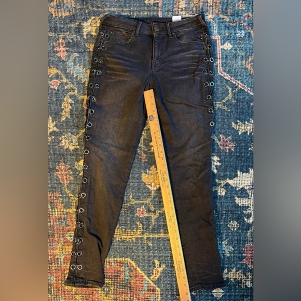 TRUE RELIGION JENNIE BLACK DENIM CURVY SKINNY JEAN‎ WOMENS SIZE 31 - Picture 9 of 10